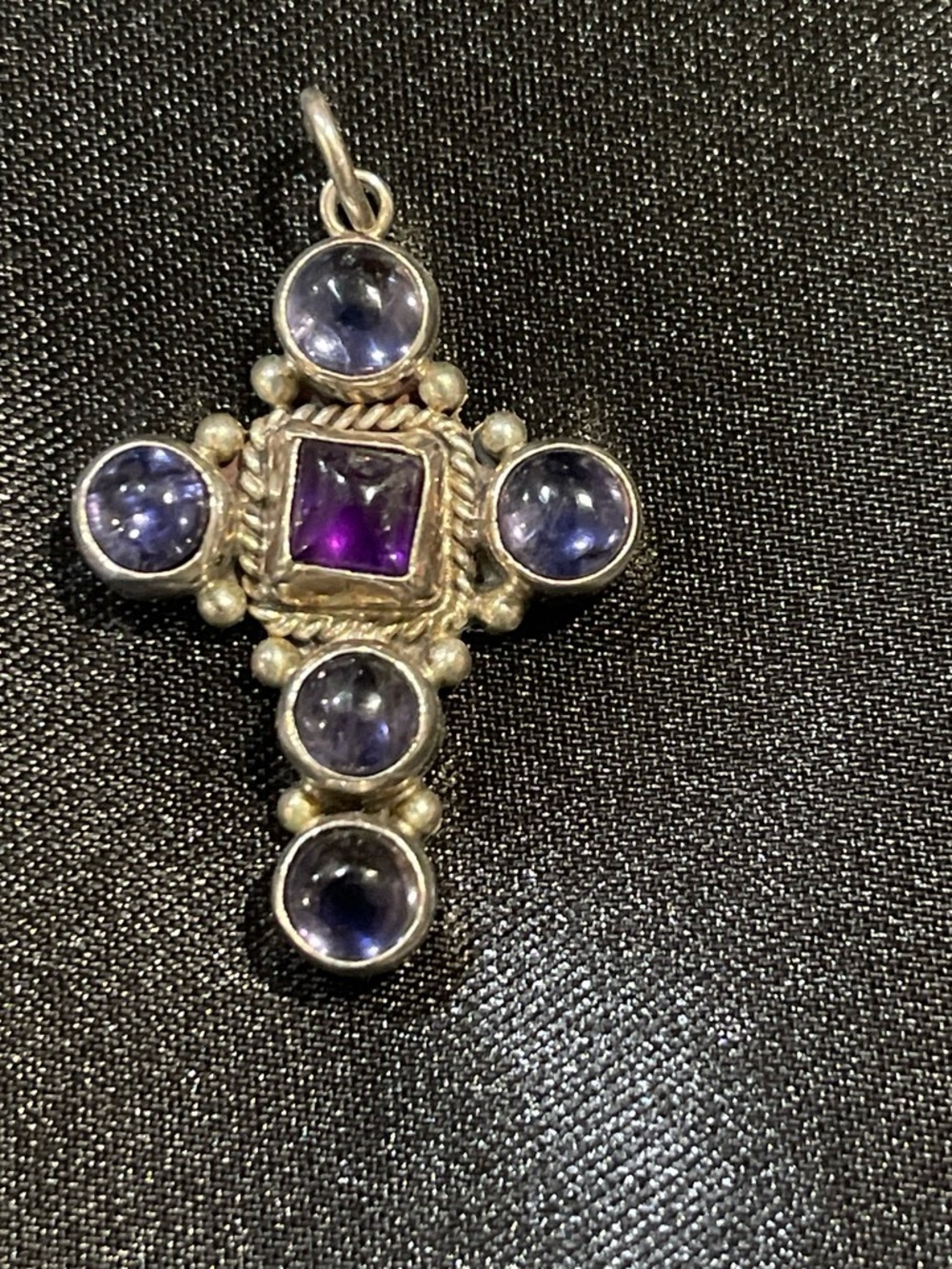 NAKAI Sterling SilverCross Pendant with Amethyst Gemstones